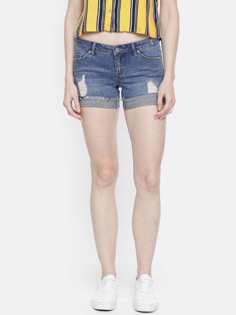 

ONLY Women Blue Washed Slim Fit Denim Shorts