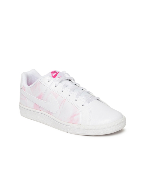 

Nike Women White & Pink Court Royale Premium Leather Sneakers