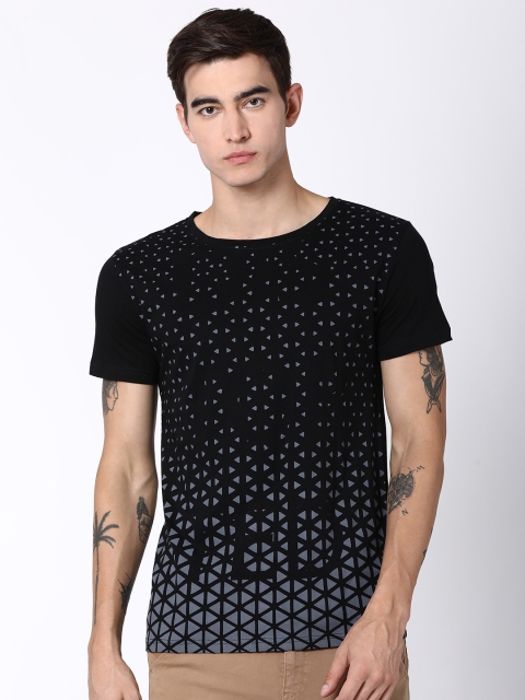 

Blue Saint Men Black Printed Round Neck T-shirt