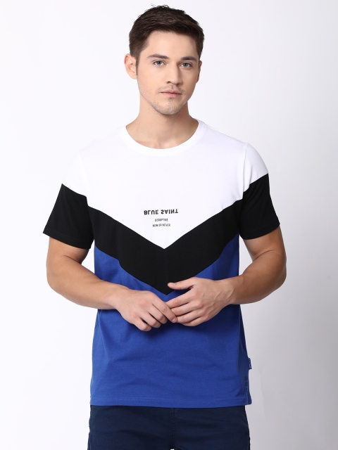 

Blue Saint Men Multicoloured Colourblocked Round Neck T-shirt, Multi
