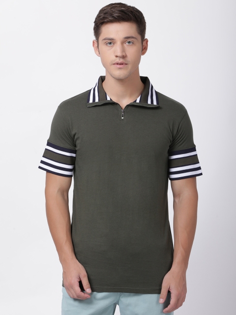 

Blue Saint Men Olive Green Solid Polo Collar T-shirt