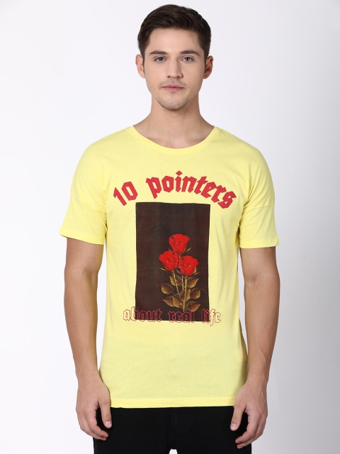 

Blue Saint Men Yellow Printed Round Neck T-shirt