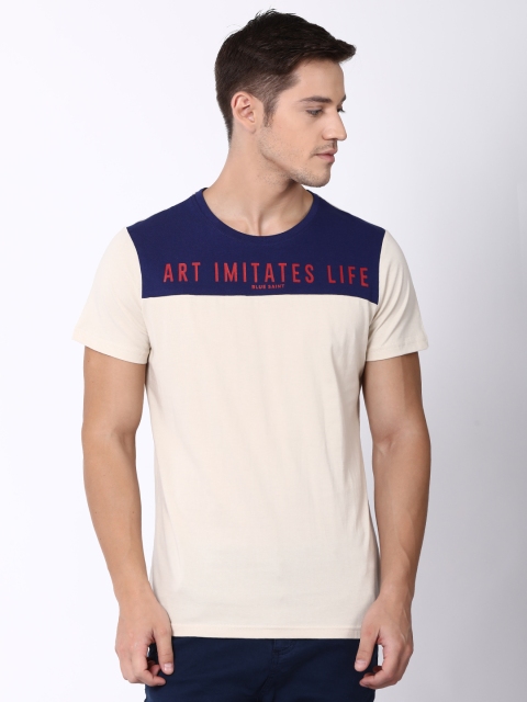 

Blue Saint Men Off-White Printed Round Neck T-shirt