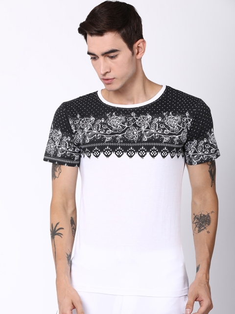 

Blue Saint Men White Printed Round Neck T-shirt