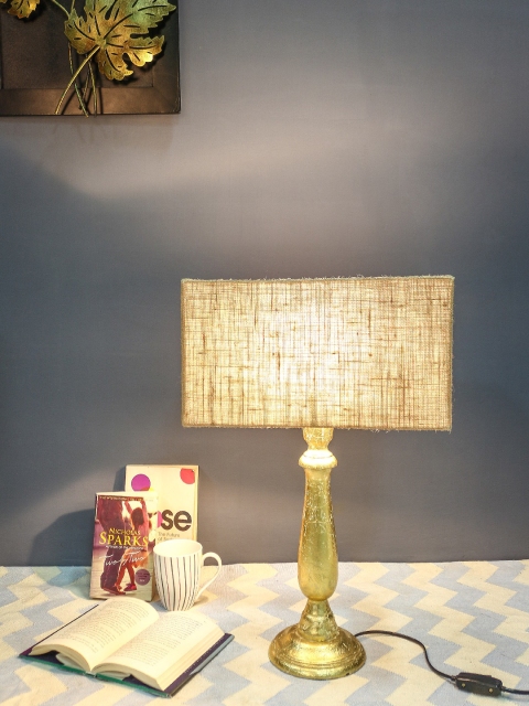 

Grated Ginger Gold-Toned & Beige Solid Handcrafted Table Lamp with Shade