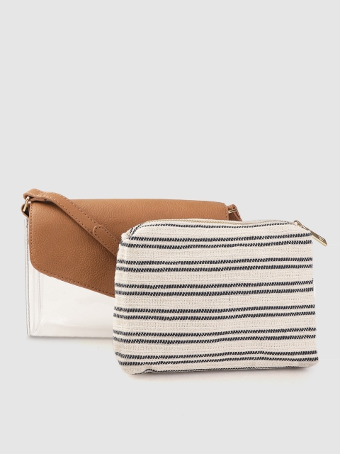 

Accessorize Brown & Transparent Colourblocked Sling Bag with Pouch
