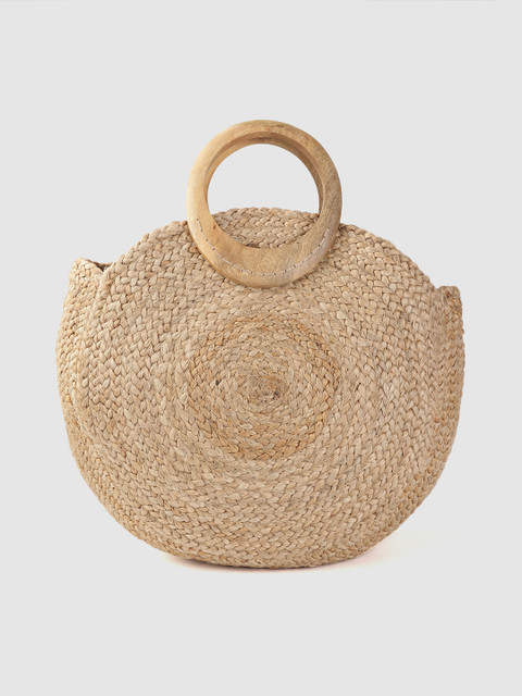 

Accessorize Beige Basket Weave Jute Handcrafted Handheld Bag