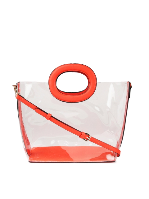 

Accessorize Transparent & Orange Solid Handheld Bag