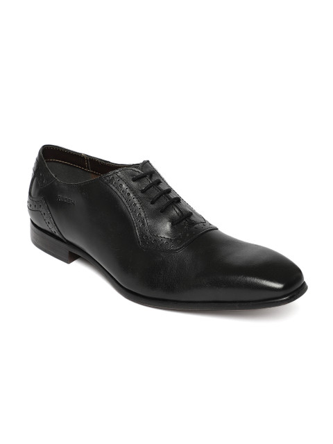 

Ruosh Men Black Leather Formal Oxfords