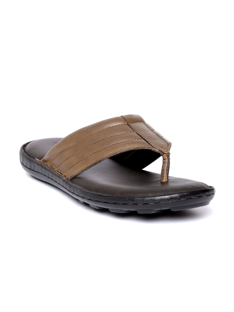 

San Frissco Men Tan Brown Leather Comfort Sandals