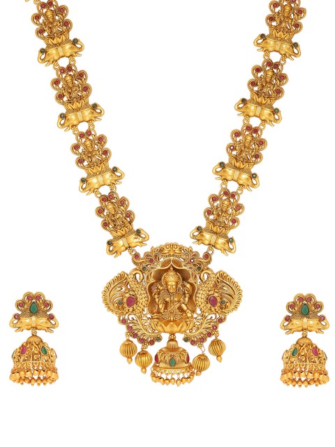

Voylla Women Gold-Plated & Pink Stone-Studded Jewellery Set