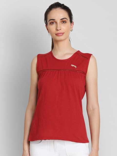 

JUMP USA Women Red Self Design Pure Cotton Top