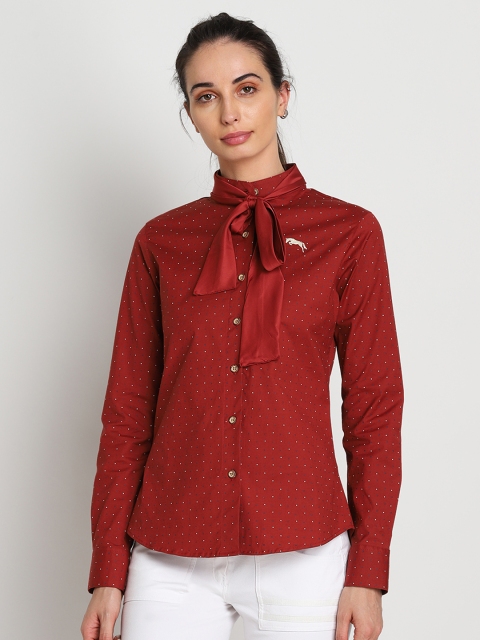 

JUMP USA Women Red Regular Fit Printed Casual Shirt