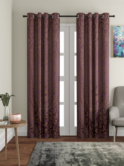 

VRINDA Set of 2 Mauve Jacquard Door Curtains