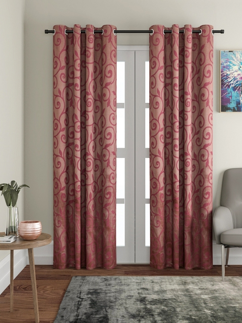 

VRINDA Set of 2 Rust Red Jacquard Door Curtains