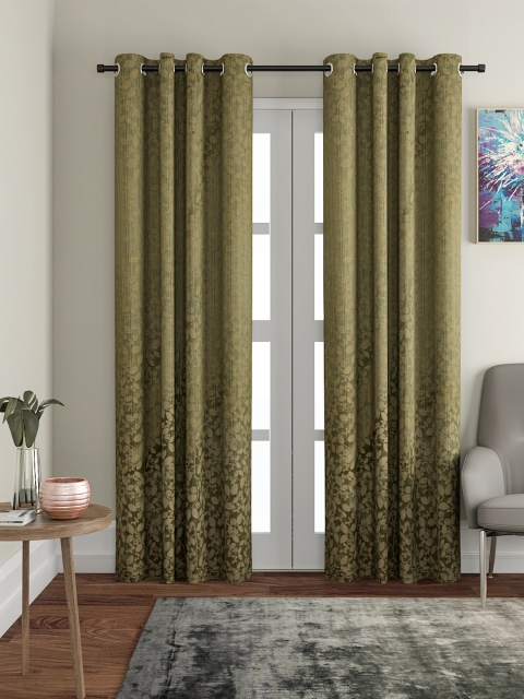 

VRINDA Green Woven Design Set of 2 Door Curtains