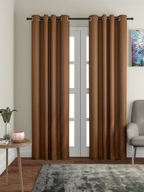 

VRINDA Set of 2 Brown Jacquard Door Curtains