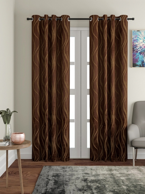 

VRINDA Brown Set of 2 Woven Design Door Curtains