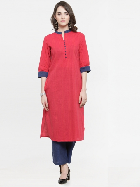 

Kiaasa Women Red Solid Kurti with Trousers