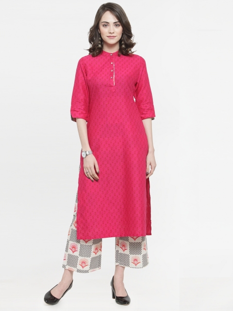 

Kiaasa Women Magenta Printed Kurta with Palazzos