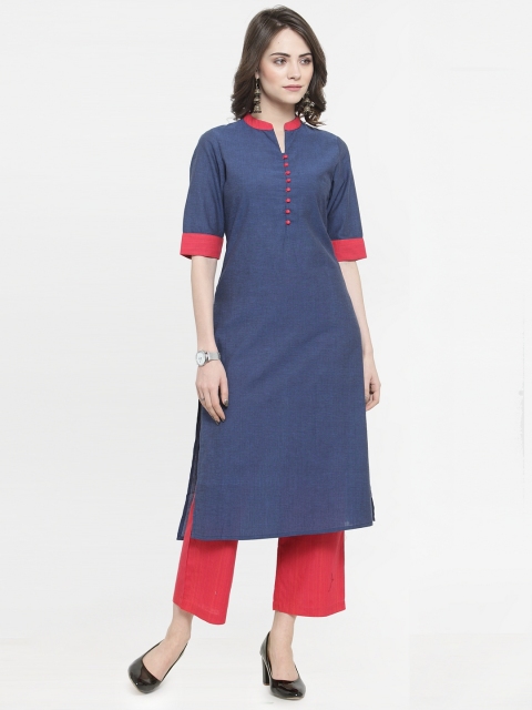 

Kiaasa Women Blue Colourblocked Kurta with Palazzos