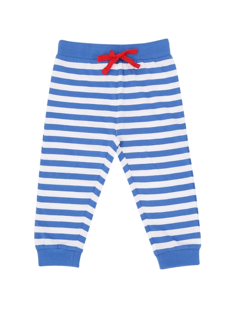 

Pantaloons Baby Boys Blue & White Regular Fit Striped Joggers