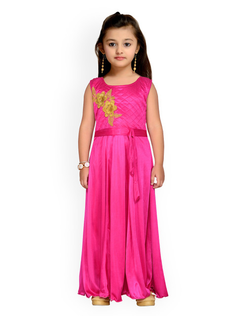 

Kidling Girls Pink Printed Maxi Dress