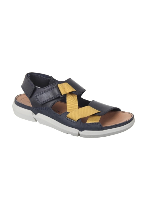 

Clarks Men Navy Blue & Yellow Comfort Sandals
