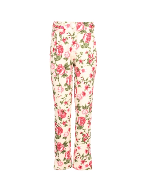 

CUTECUMBER Girls Beige & Pink Smart Regular Fit Printed Regular Trousers