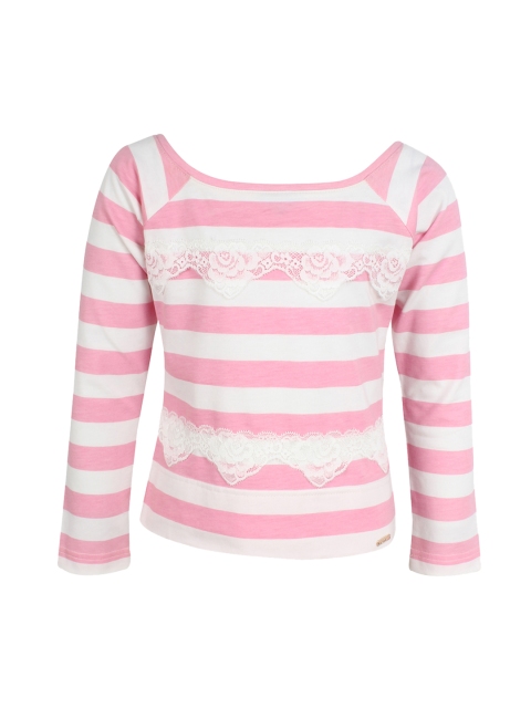

CUTECUMBER Girls Pink Striped Top