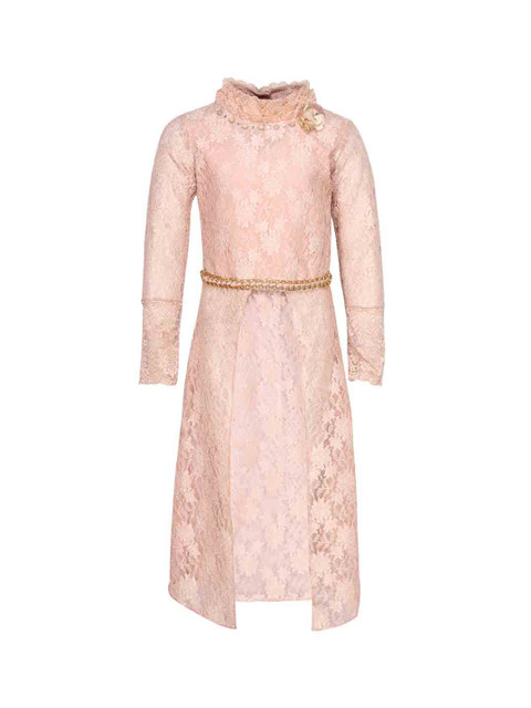

CUTECUMBER Girls Peach-Coloured Self Design Maxi Top