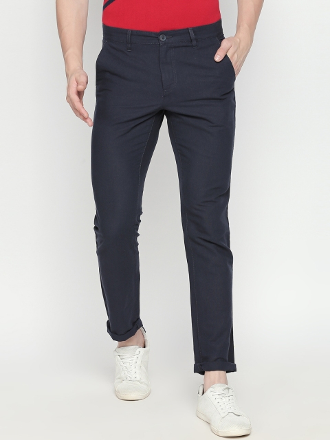 

BYFORD by Pantaloons Men Blue Slim Fit Self Design Regular Trousers