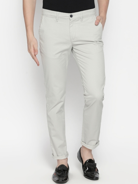 

Urban Ranger by pantaloons Men Grey Slim Fit Printed Regular Trousers