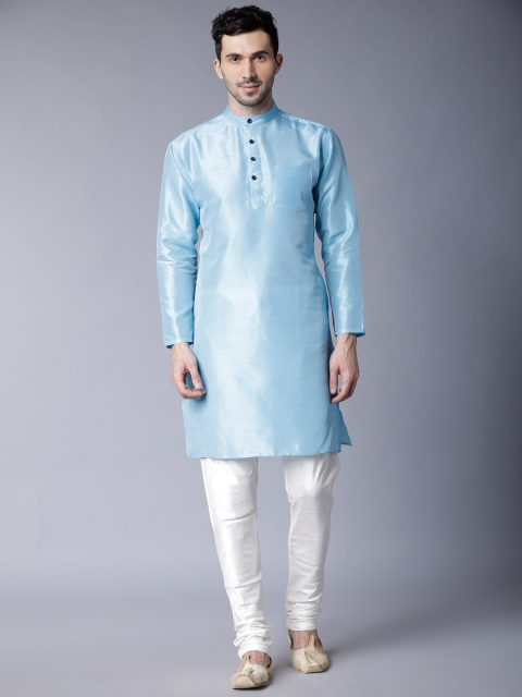 

Svanik Men Blue & White Solid Kurta with Pyjamas