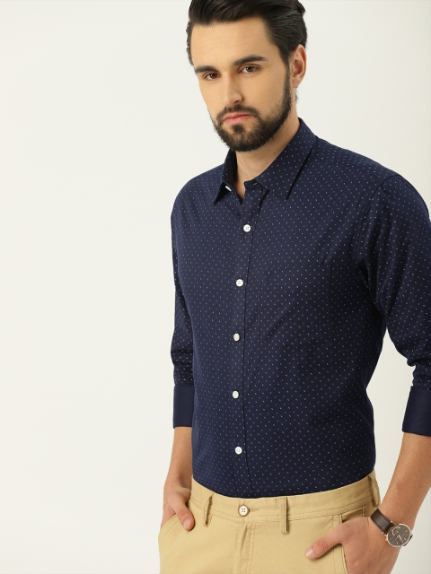 

Allen Solly Men Navy Blue Slim Fit Printed Casual Shirt