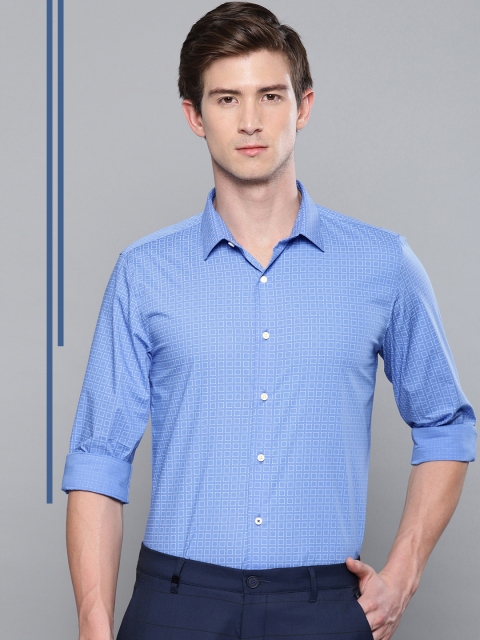 

Louis Philippe Ath.Work Men Blue & White Super Slim Fit Printed Smart Casual Shirt