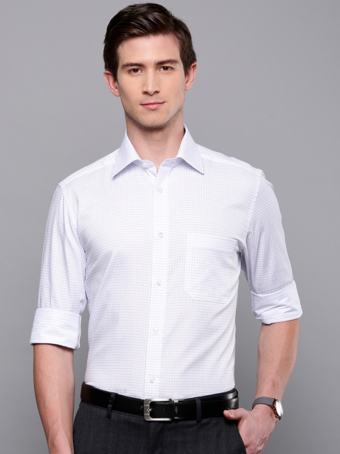 

Louis Philippe Men White & Blue Regular Fit Checked Formal Shirt