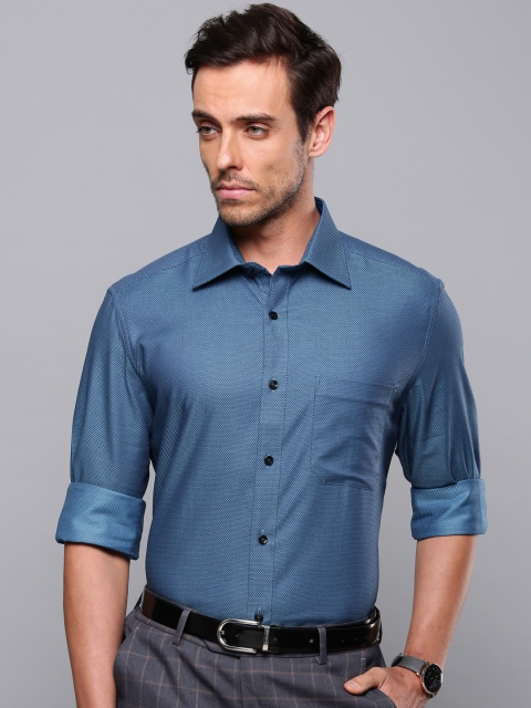 

Louis Philippe Men Blue Classic Fit Self Design Formal Shirt