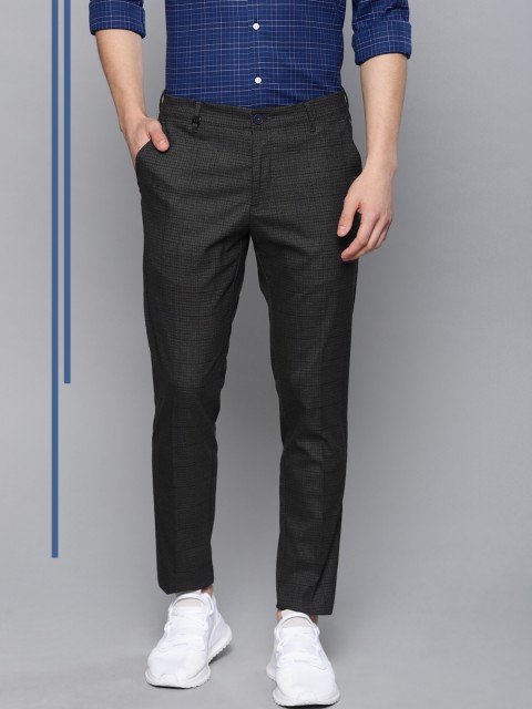 

Louis Philippe Ath.Work Men Black Comfort Tapered Fit Checked Smart Casual Trousers