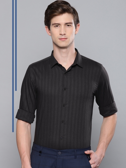 

Louis Philippe Ath.Work Men Charcoal Grey Super Slim Fit Striped Smart Casual Shirt
