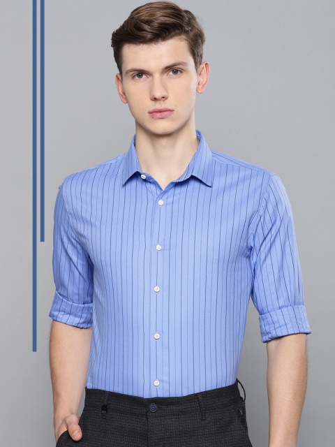 

Louis Philippe Ath.Work Men Blue & Black Super Slim Fit Striped Smart Casual Shirt