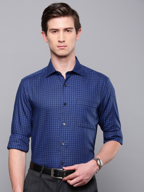 

Louis Philippe Men Blue & Black Regular Classic Fit Self Design Formal Shirt