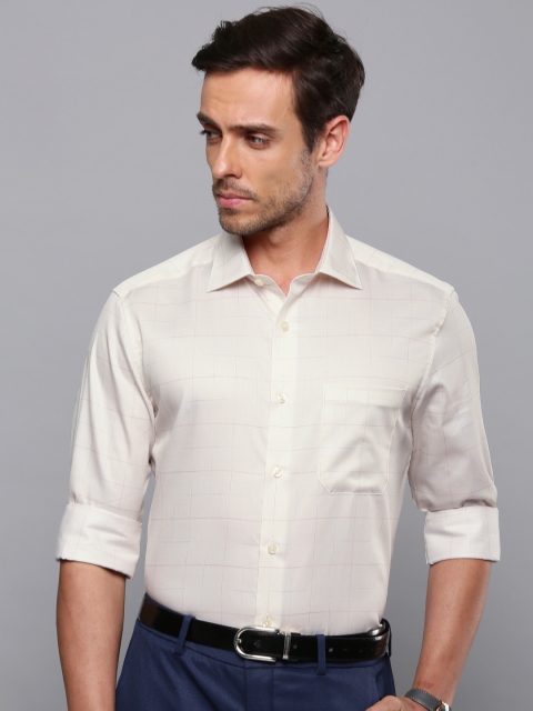 

Louis Philippe Men Cream-Coloured Classic Regular Fit Checked Formal Shirt
