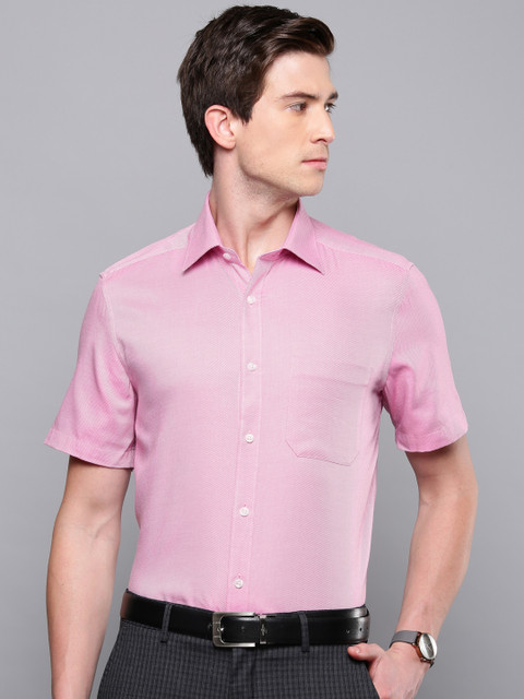

Louis Philippe Men Pink & White Regular Classic Fit Self Design Formal Shirt
