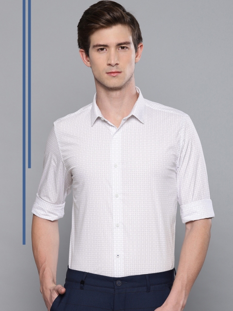 

Louis Philippe Ath.Work Men White & Blue Super Slim Fit Printed Smart Casual Shirt