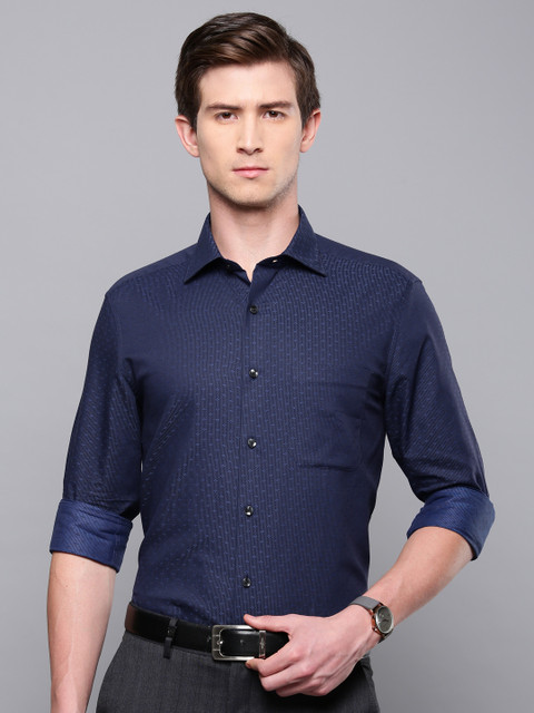 

Louis Philippe Men Navy Blue Classic Fit Self Design Formal Shirt