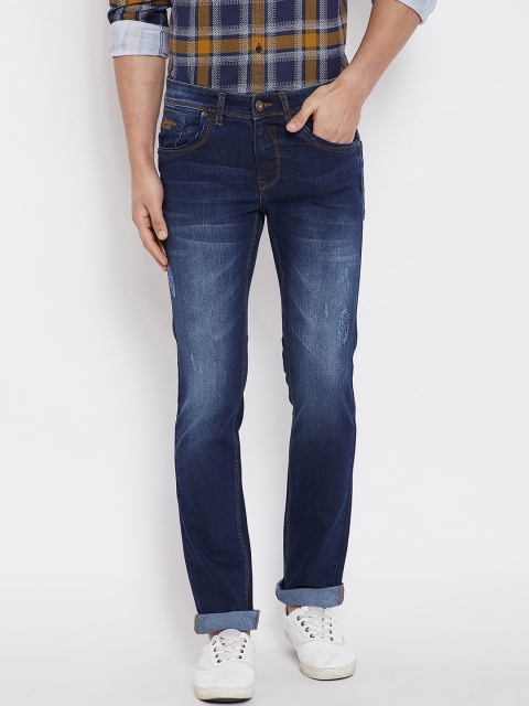 

American Archer Men Navy Blue Slim Fit Low-Rise Low Distress Stretchable Jeans