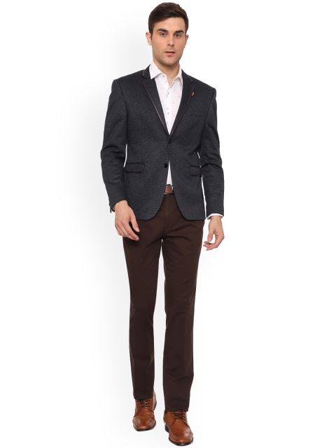 

V Dot Men Grey & Brown Solid Slim-Fit Two-Piece Suit
