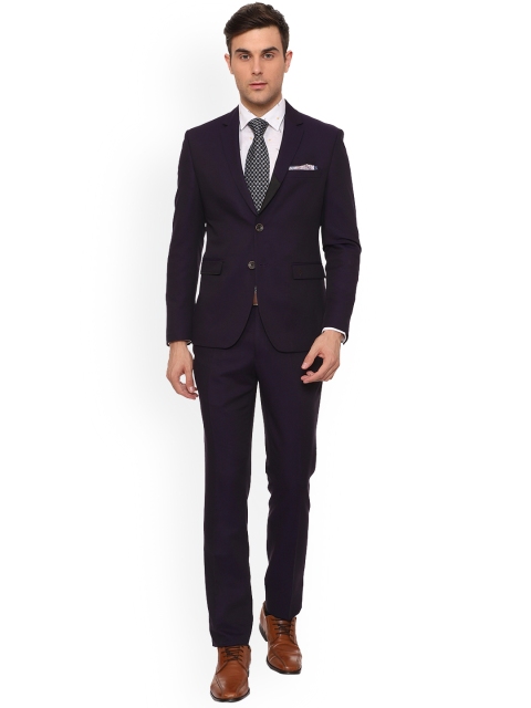 

V Dot Men Purple Self Designed Slim-Fit Two-Piece Suit
