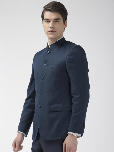 

Raymond Men Navy Blue Solid Contemporary Fit Bandhgala Blazer